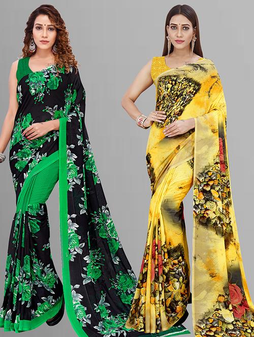 pack of 2 casual wear combo sarees with blouse - 21432783 - Very Small Image - 1