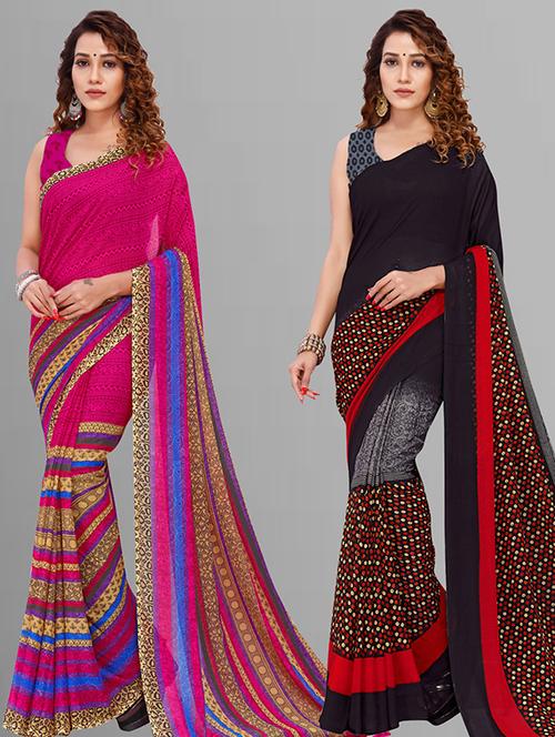 pack of 2 casual wear sarees with blouse - 21432793 - Very Small Image - 1