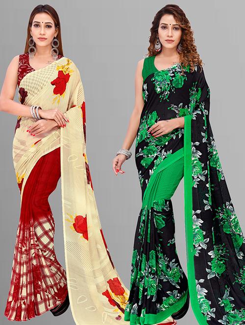 women multi color combo casual saree with blouse - 21432824 - Very Small Image - 1