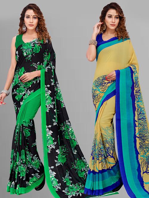 women pack of 2 casual wear sarees with blouse - 21432852 - Very Small Image - 1