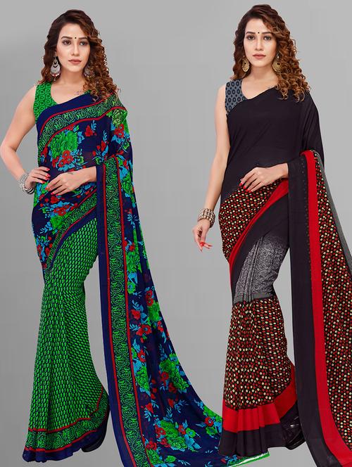 pack of 2 casual wear combo sarees with blouse - 21432855 - Very Small Image - 1
