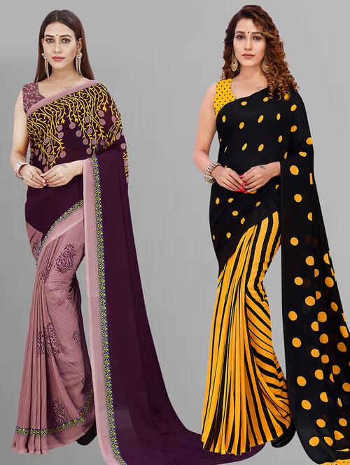 pack of 2 casual wear combo sarees with blouse - 21432863 - Very Small Image - 1