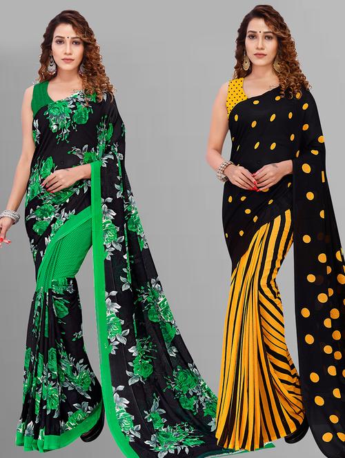pack of 2 casual wear combo sarees with blouse - 21432865 - Very Small Image - 1
