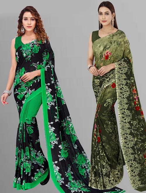 pack of 2 casual wear combo sarees with blouse - 21432868 - Very Small Image - 1