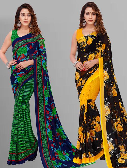 women pack of 2 casual wear sarees with blouse - 21432873 - Very Small Image - 1