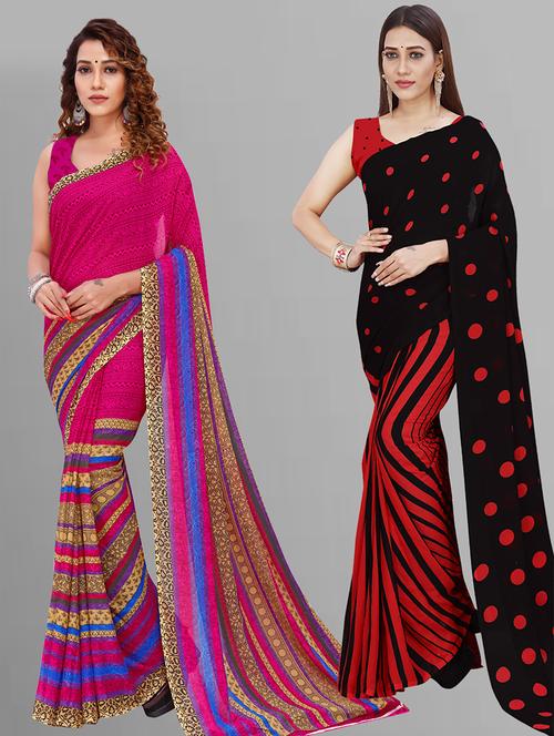 women pack of 2 casual wear sarees with blouse - 21432877 - Very Small Image - 1