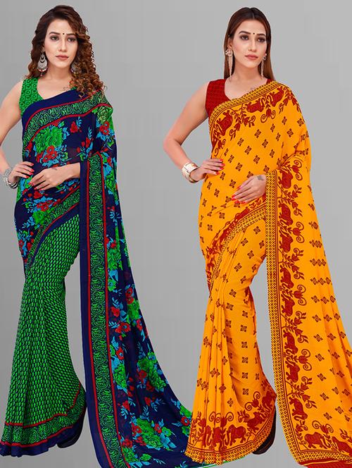 women pack of 2 casual wear combo saree with blouse - 21432882 - Very Small Image - 1