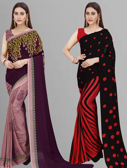 women pack of 2 casual wear combo saree with blouse - 21432886 - Very Small Image - 1