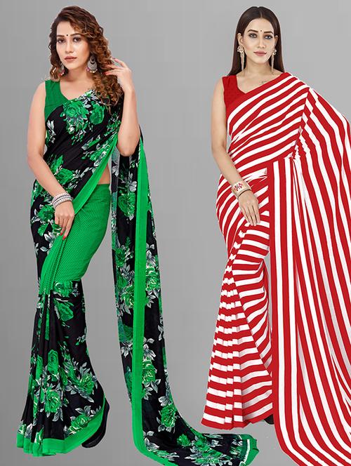 women pack of 2 casual wear combo saree with blouse - 21432889 - Very Small Image - 1