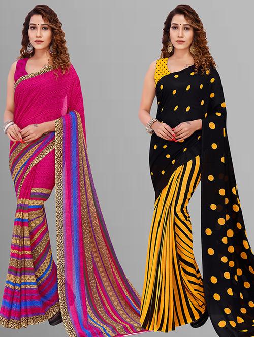 women pack of 2 casual wear combo saree with blouse - 21432890 - Very Small Image - 1