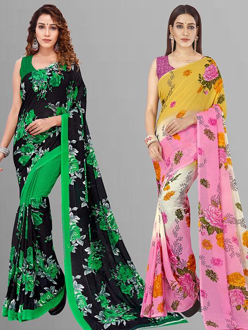 women pack of 2 casual wear combo saree with blouse - 21432892 - Very Small Image - 1