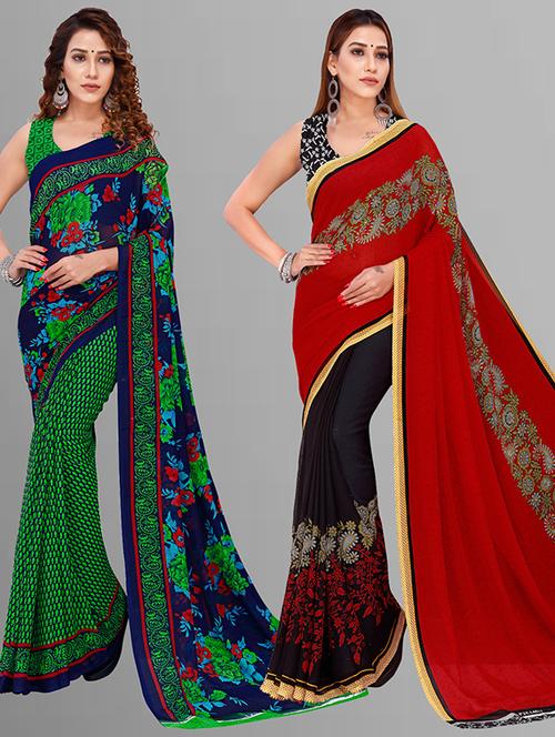 women pack of 2 casual wear combo saree with blouse - 21432893 - Very Small Image - 1