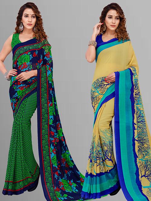 women pack of 2 casual wear combo saree with blouse - 21432896 - Very Small Image - 1