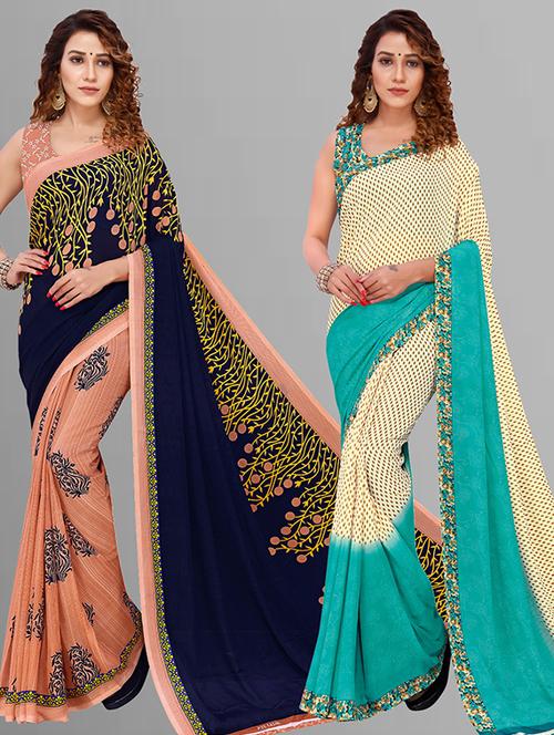 women pack of 2 casual wear combo saree with blouse - 21432898 - Very Small Image - 1