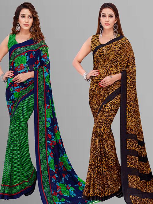 women pack of 2 casual wear combo saree with blouse - 21432901 - Very Small Image - 1