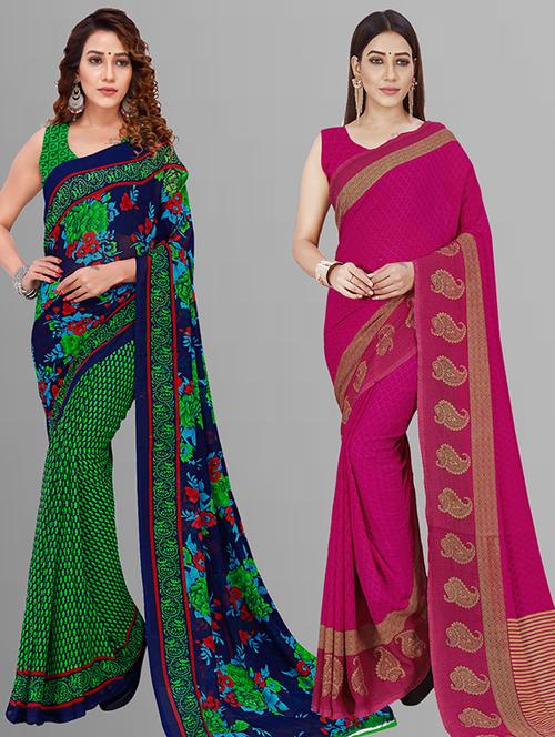 women pack of 2 casual wear combo saree with blouse - 21432904 - Very Small Image - 1