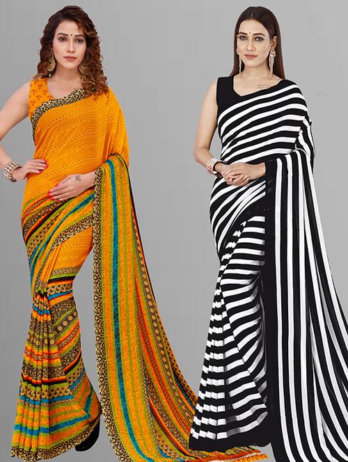 women pack of 2 casual wear combo saree with blouse - 21432906 - Very Small Image - 1