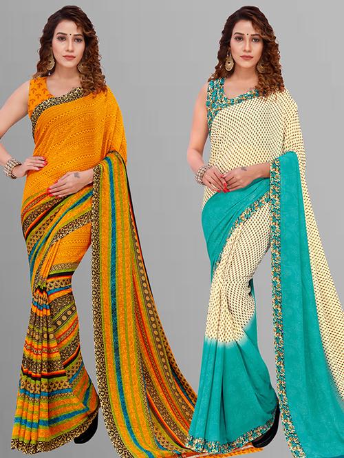 women pack of 2 casual wear combo saree with blouse - 21432907 - Very Small Image - 1
