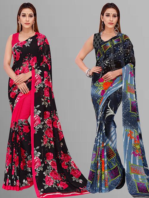 women pack of 2 casual wear combo saree with blouse - 21432909 - Very Small Image - 1