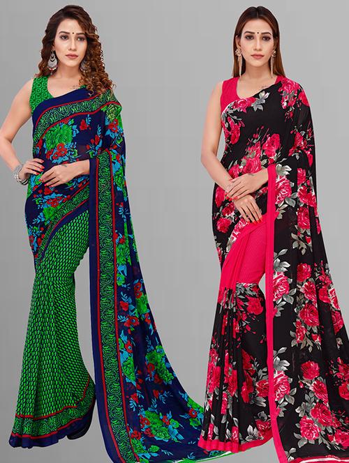 women pack of 2 casual wear combo saree with blouse - 21432910 - Very Small Image - 1