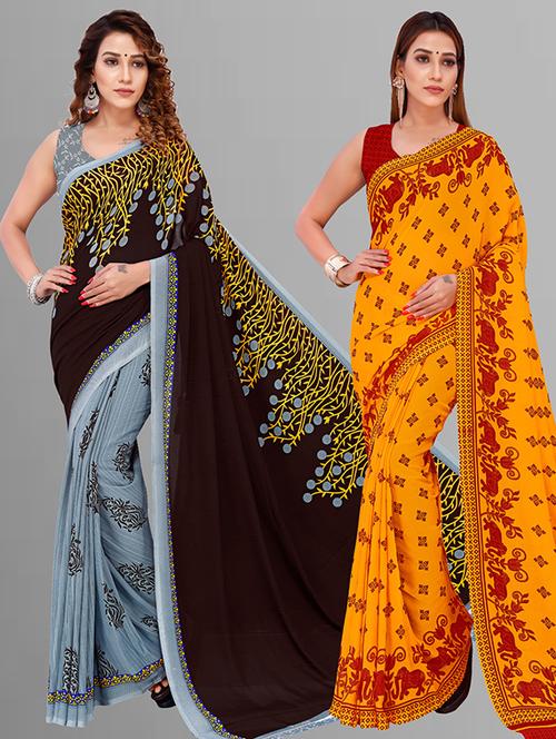 women pack of 2 casual wear combo saree with blouse - 21432912 - Very Small Image - 1