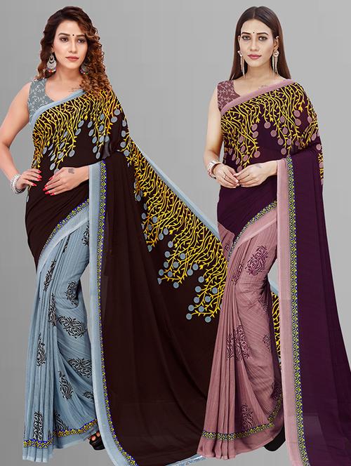 women pack of 2 casual wear combo saree with blouse - 21432913 - Very Small Image - 1