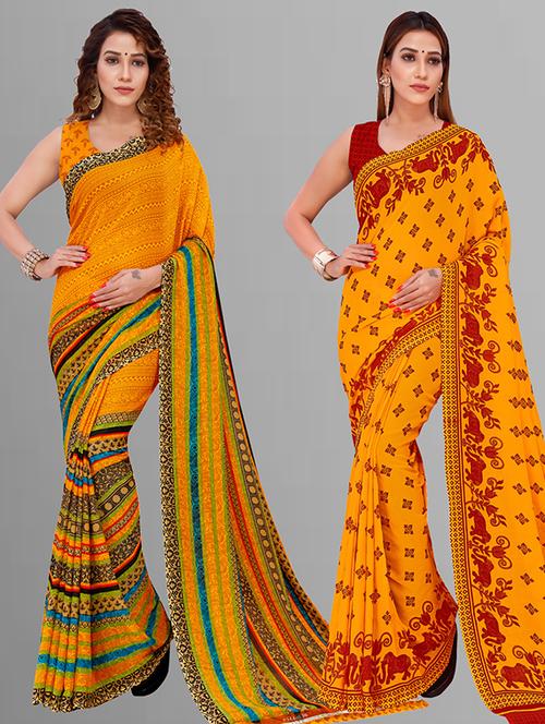women pack of 2 casual wear combo saree with blouse - 21432914 - Very Small Image - 1