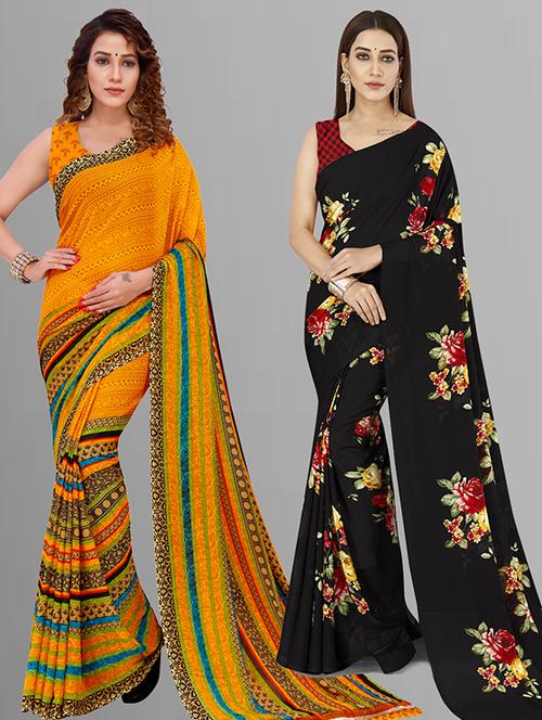 women pack of 2 casual wear combo saree with blouse - 21432916 - Very Small Image - 1