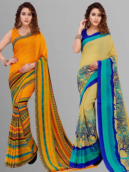 women pack of 2 casual wear combo saree with blouse - 21432919 - Very Small Image - 1
