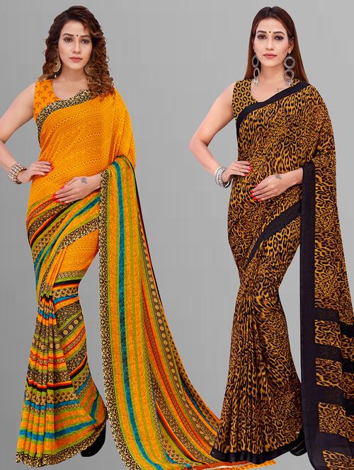 women pack of 2 casual wear combo saree with blouse - 21432922 - Very Small Image - 1