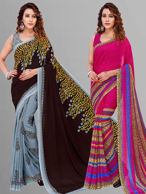 women pack of 2 casual wear combo saree with blouse - 21432925 - Very Small Image - 1
