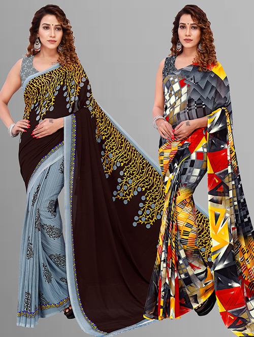 women pack of 2 casual wear combo saree with blouse - 21432930 - Very Small Image - 1