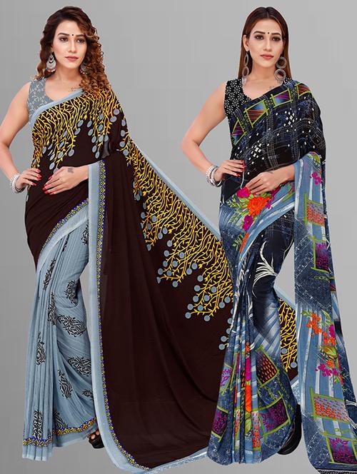 women pack of 2 casual wear combo saree with blouse - 21432931 - Very Small Image - 1