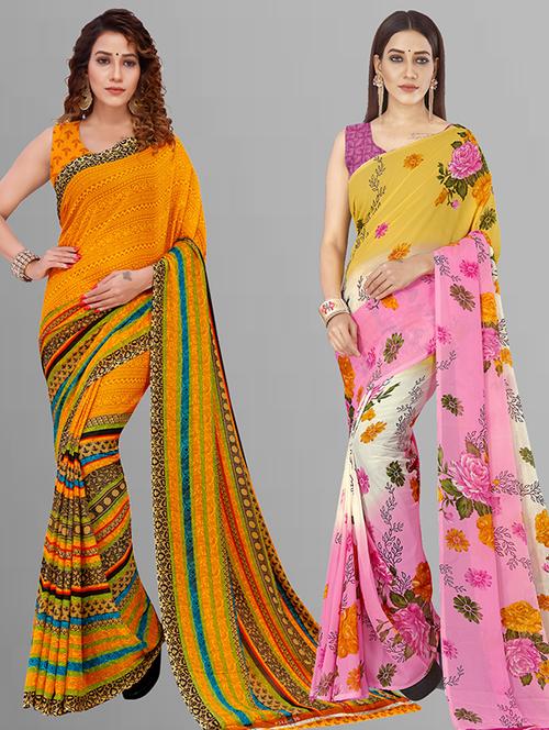 women pack of 2 casual wear combo saree with blouse - 21432935 - Very Small Image - 1