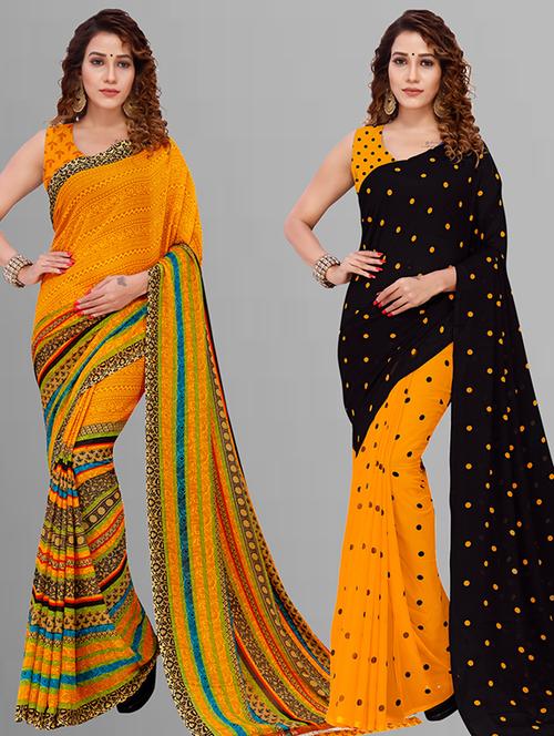 women pack of 2 casual wear combo saree with blouse - 21432936 - Very Small Image - 1