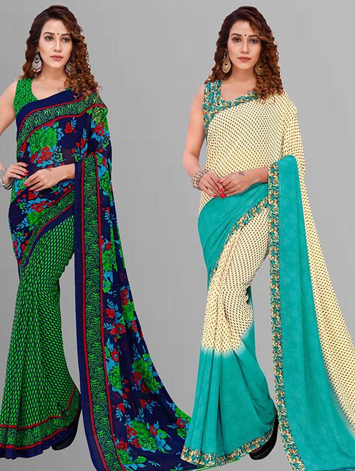 women pack of 2 casual wear combo saree with blouse - 21432941 - Very Small Image - 1