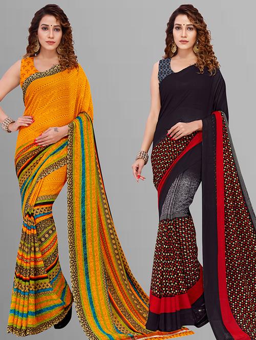 women pack of 2 casual wear combo saree with blouse - 21432944 - Very Small Image - 1