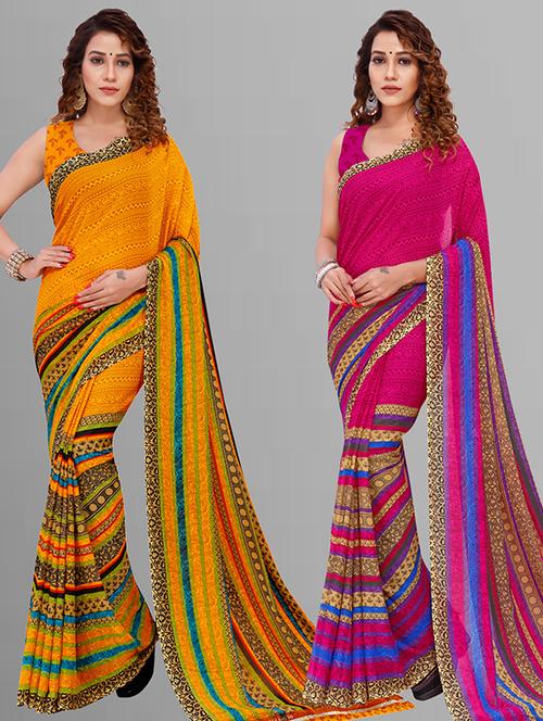 women pack of 2 casual wear combo saree with blouse - 21432945 - Very Small Image - 1