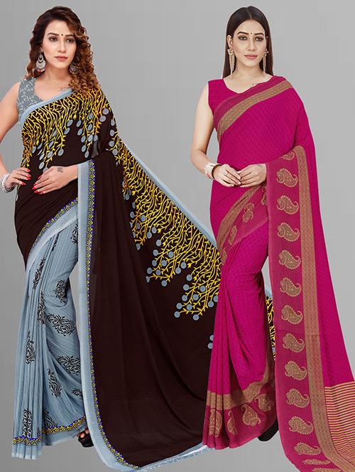 women pack of 2 casual wear combo saree with blouse - 21432948 - Very Small Image - 1