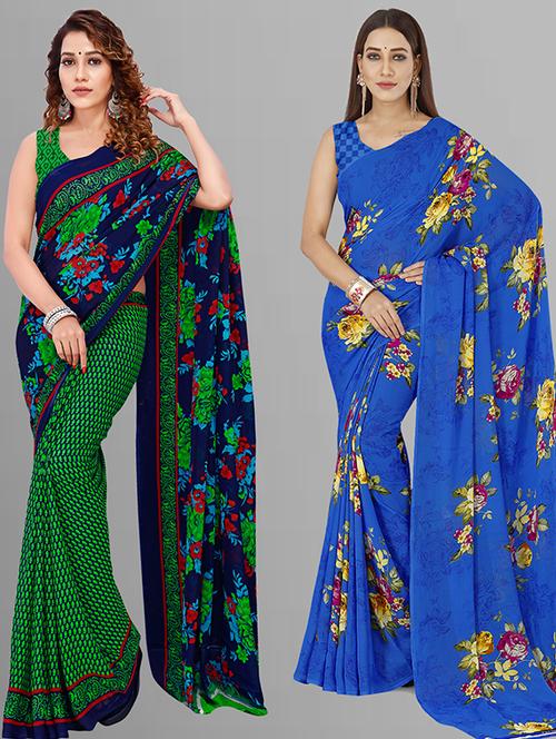 women pack of 2 casual wear combo saree with blouse - 21432949 - Very Small Image - 1