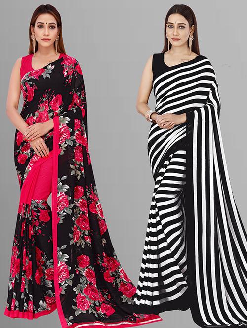 women pack of 2 casual wear combo saree with blouse - 21432956 - Very Small Image - 1