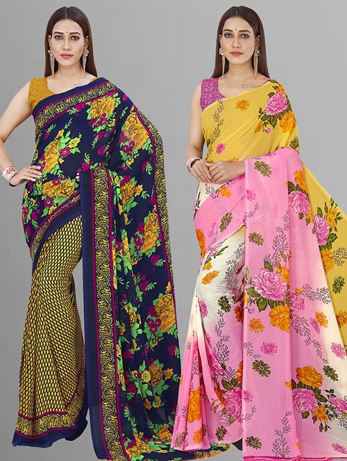 women pack of 2 casual wear combo saree with blouse - 21432961 - Very Small Image - 1