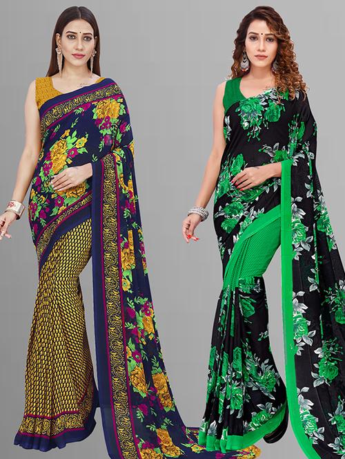 women pack of 2 casual wear combo saree with blouse - 21432962 - Very Small Image - 1