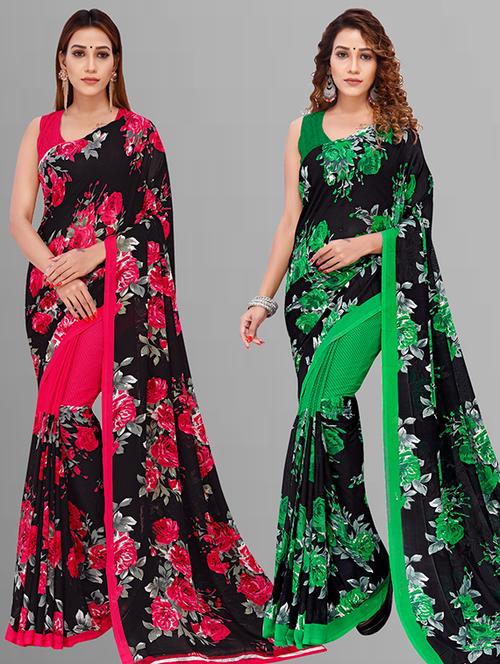 women pack of 2 casual wear combo saree with blouse - 21432964 - Very Small Image - 1