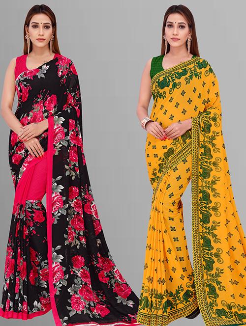 women pack of 2 casual wear combo saree with blouse - 21432966 - Very Small Image - 1