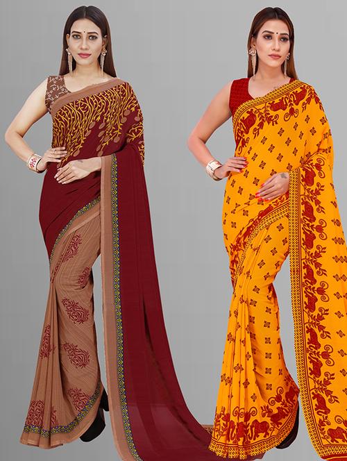 women pack of 2 casual wear combo saree with blouse - 21432967 - Very Small Image - 1