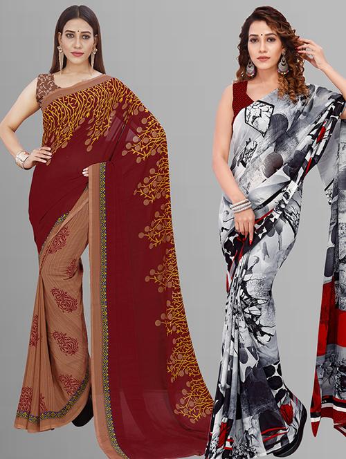 women pack of 2 casual wear combo saree with blouse - 21432968 - Very Small Image - 1