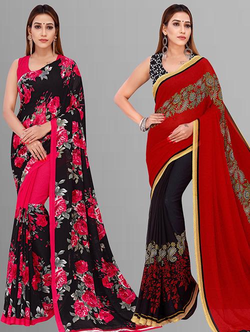 women pack of 2 casual wear combo saree with blouse - 21432969 - Very Small Image - 1