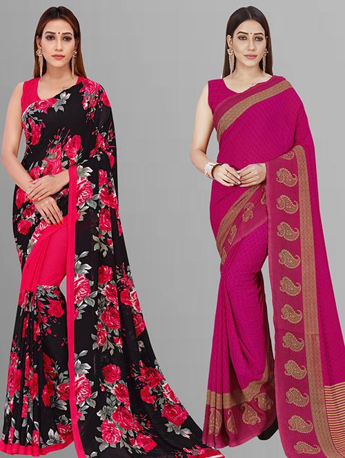 women pack of 2 casual wear combo saree with blouse - 21432975 - Very Small Image - 1
