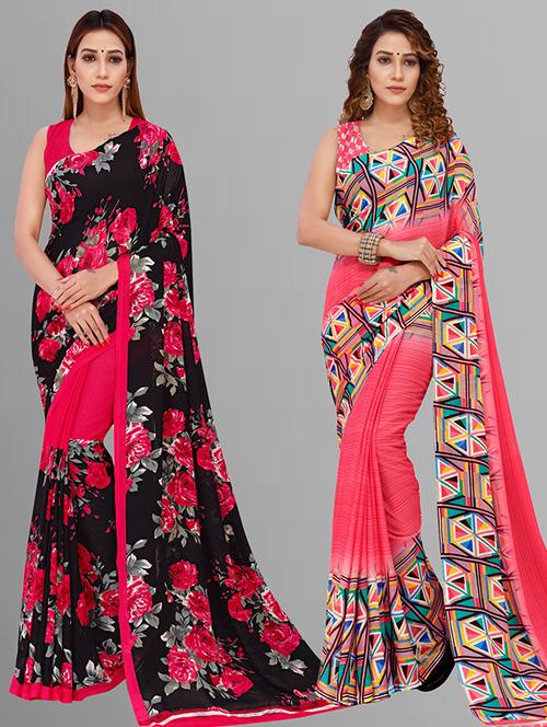 women pack of 2 casual wear combo saree with blouse - 21432976 - Very Small Image - 1